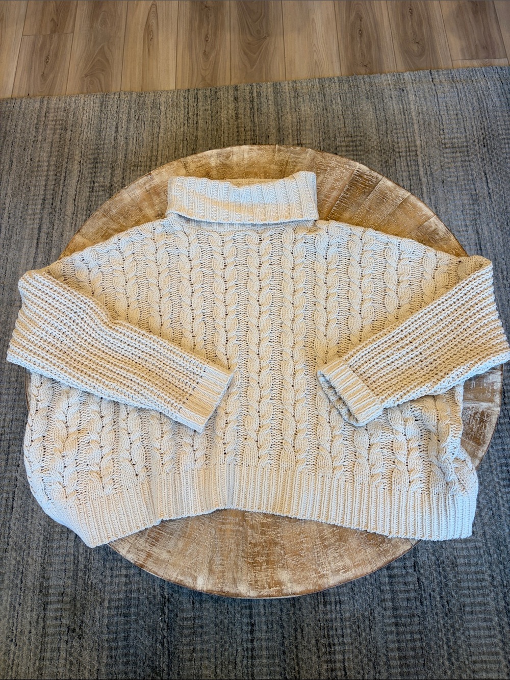 Vici Cream Cable Knit Turtleneck Sweater